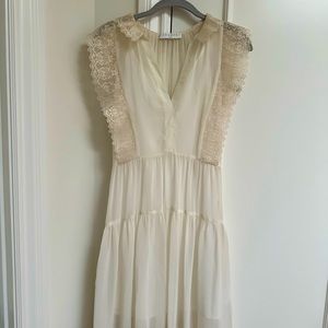 Sandro cream lace dress with detachable slip dress